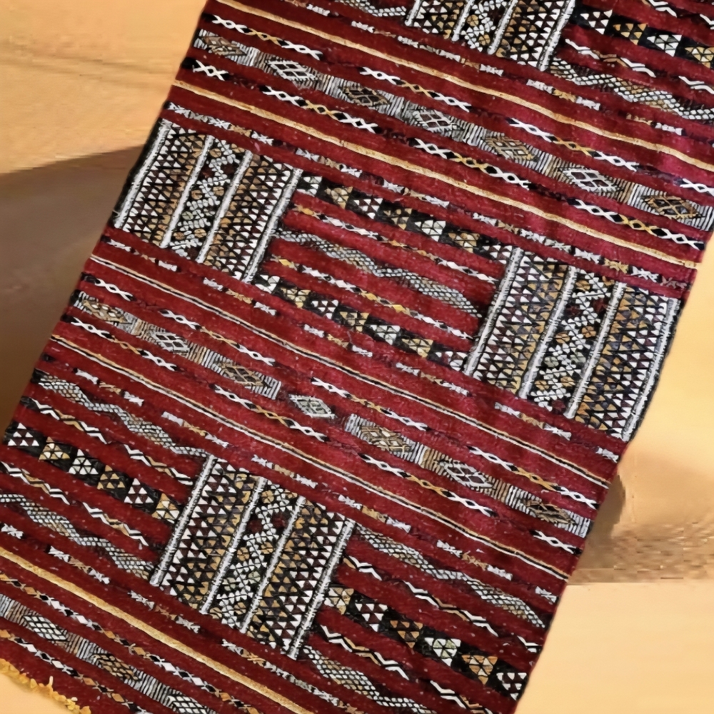 Vintage Moroccan Berber Kilim Wool Carpet Handmade Antique 56” X 31”